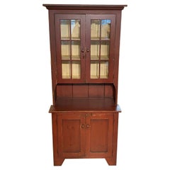 Retro William Draper Step Back Pine Country Cupboard in the 19th Century Style