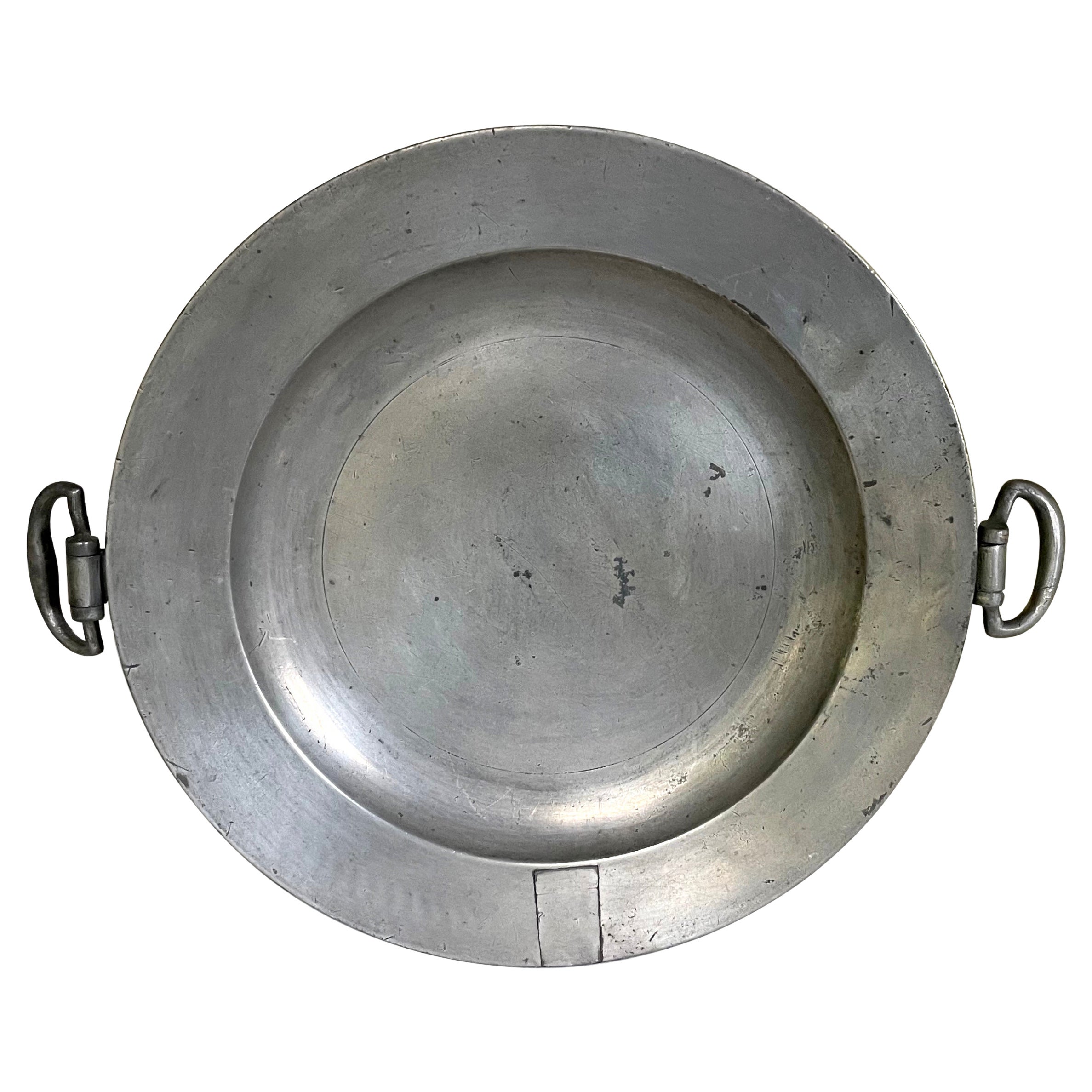 English Pewter Warming Dish For Sale