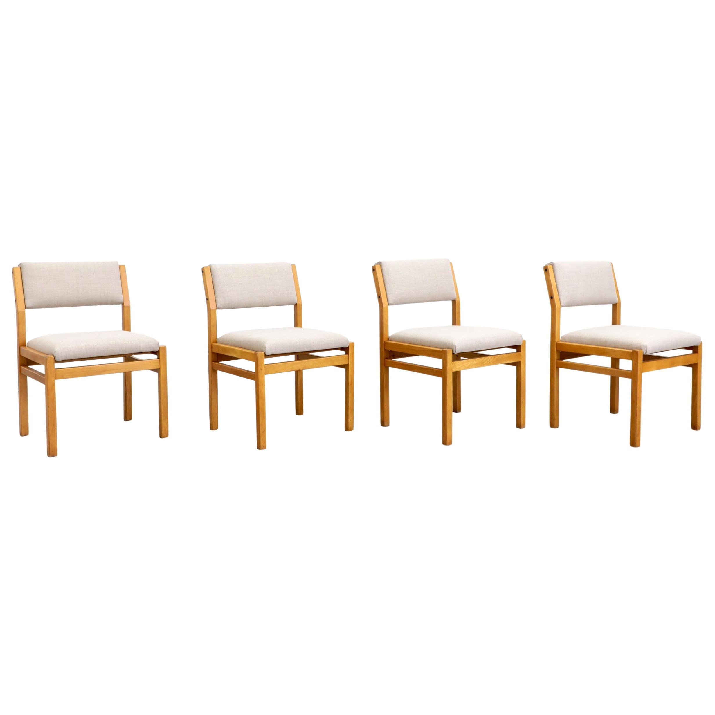 Set of Four Cees Braakman for Pastoe Model SA07 Beech Chairs w/ Pale Gray Seats
