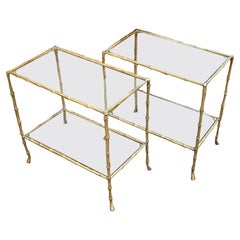 Pair of French bamboo Bronze Side Tables