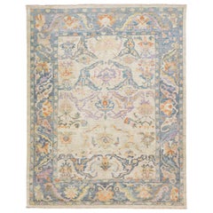 Beige Contemporary Sultanabad Handmade Floral Pattern Wool Rug
