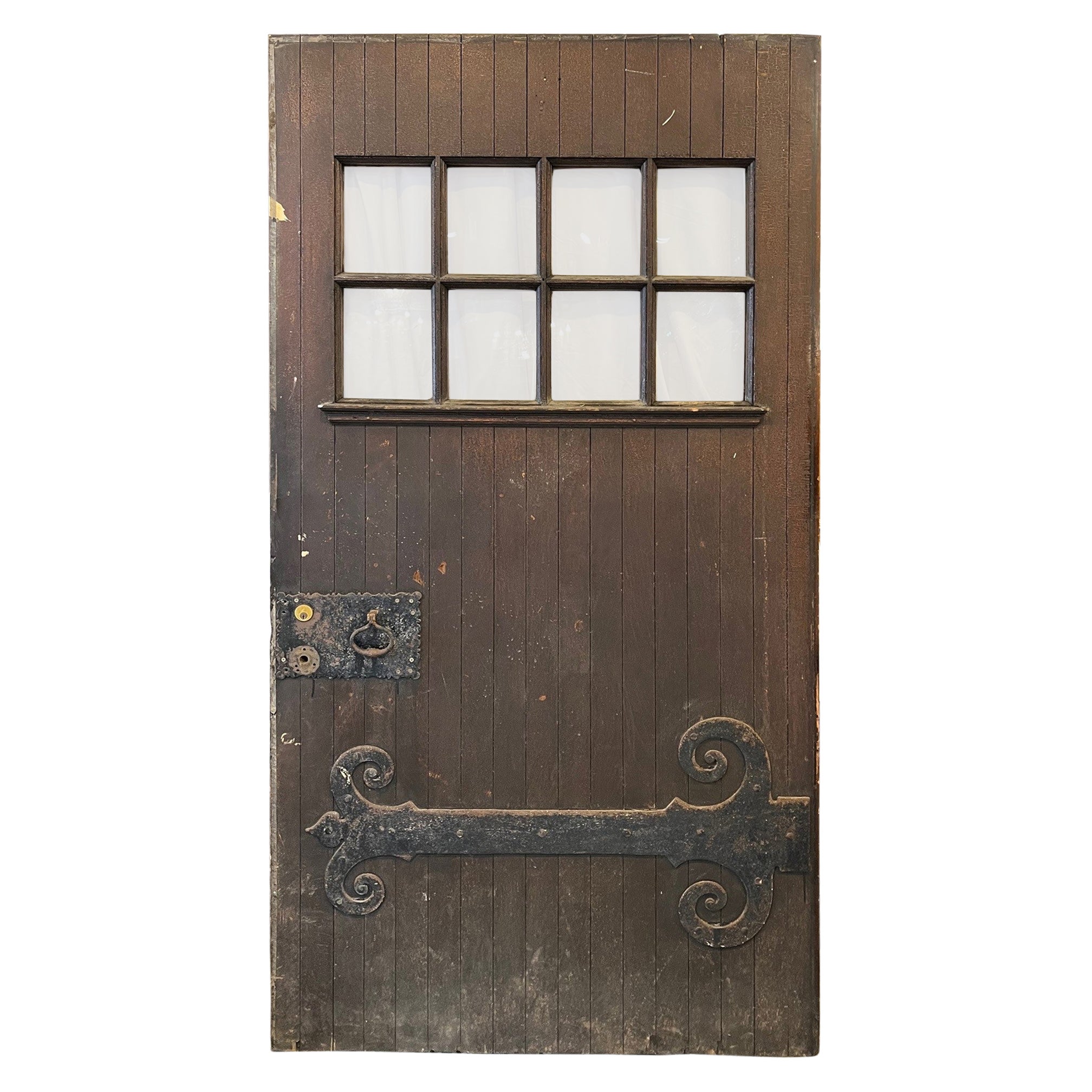 Antike übergroße Oversize-Tür des frühen 20. Jahrhunderts mit großem Eisengriff