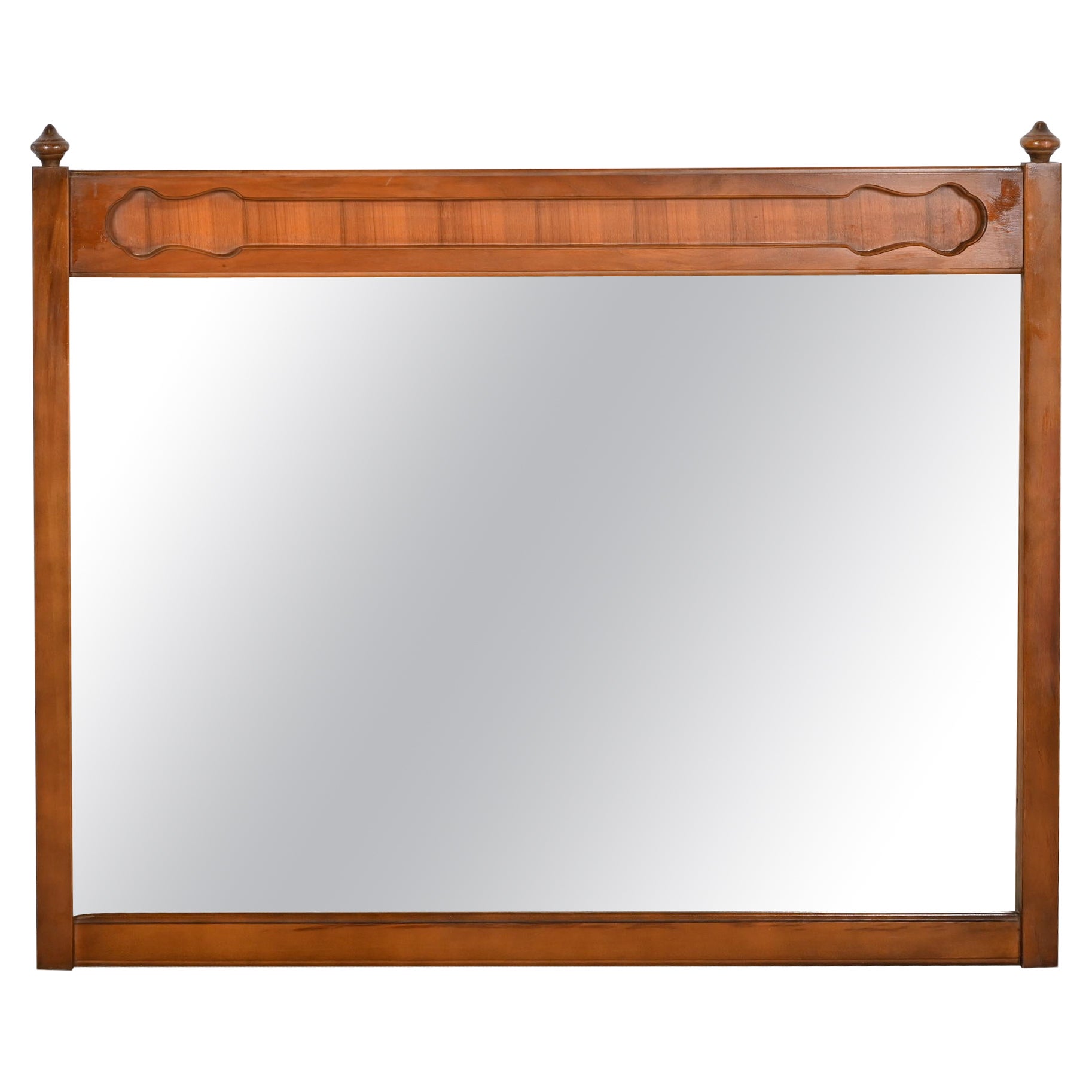 Mid-Century Modern Sculpted Walnut Framed Wall Mirror