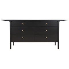 John Van Koert for Drexel Black Lacquered Double Dresser, Newly Refinished