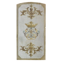 French 19th Century Painted Wooden Panel with Crown