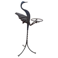Hand-Wrought Iron Bird Stand in the Style of Samuel Yellin