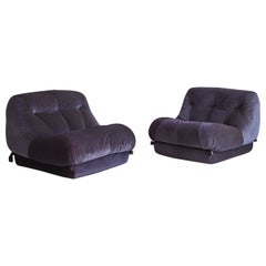 Pair of Purple Nuvolone Lounge Chairs by Rino Maturi for Mimo Padova Italy 1970