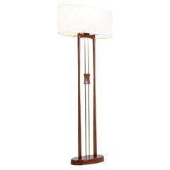 California Modern Column Walnut & Brass Floor Lamp by Modeline 