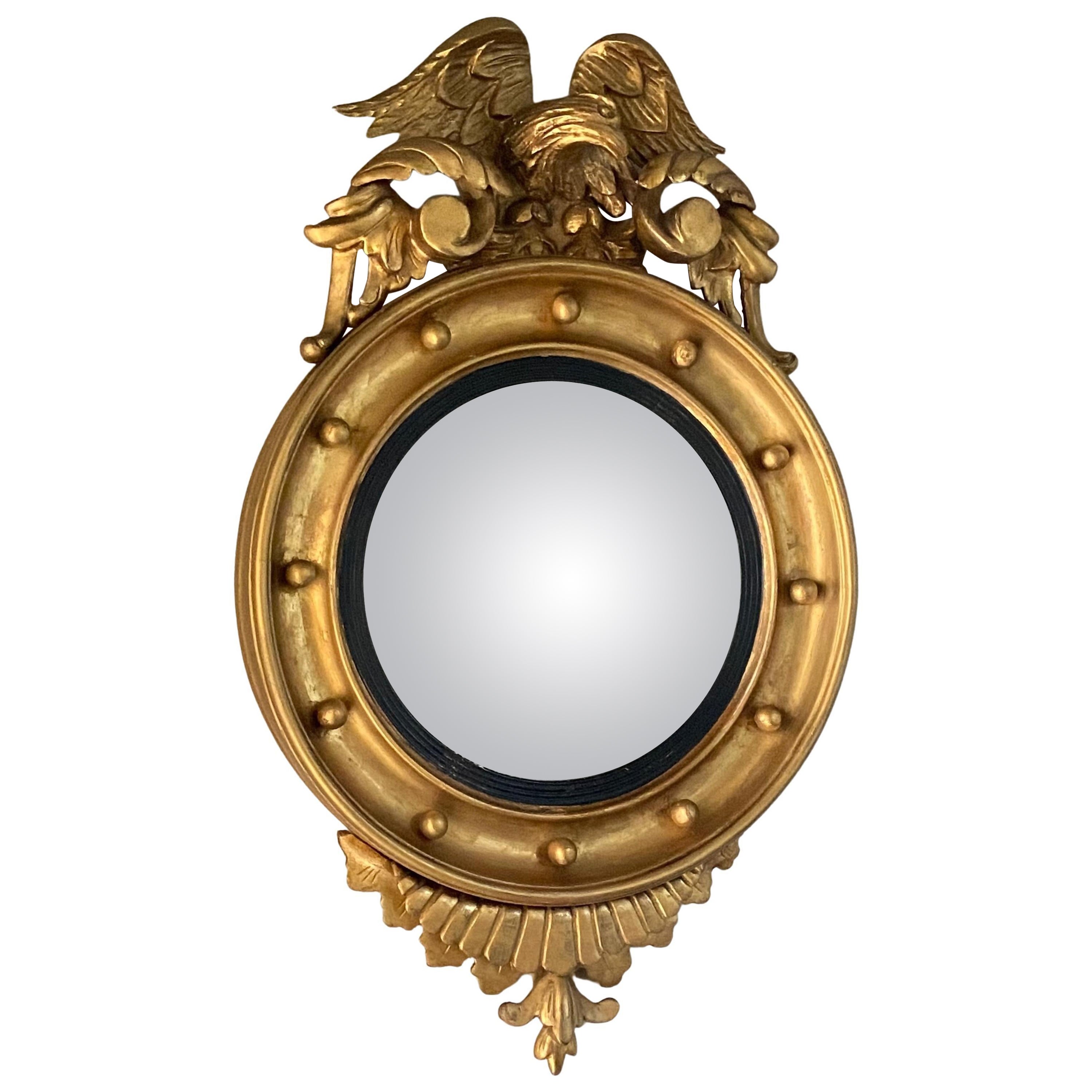 Philadelphia Federal Giltwood Convex Mirror For Sale at 1stDibs