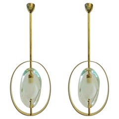 Pair of Pendants by Max Ingrand for Fontana Arte Model 1933, Italy, 1961