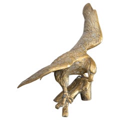 Vintage Mid-Century Brass American Bald Eagle Sculpture