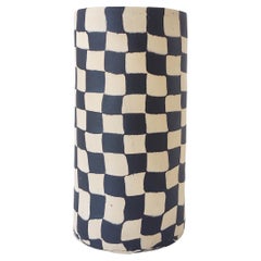 Handmade Nerikomi Black & White Checkered Ceramic Vase by Fizzy Ceramics
