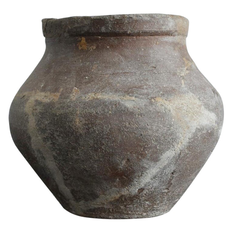 Pot japonais ancien/1400-1500/petit pot/toile wabi-sabi en vente