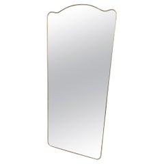 Stunning Tall Brass Mirror, Curved Top-1960s, Italy