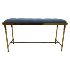 Classic Neo Bench in Brass and Purple Velvet, Paris, 1970