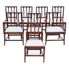Antique Fine Quality Set of 8 '6 + 2' Georgian Mahogany Dining Chairs C1820