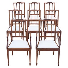 Antique Fine Quality Set of 8 '6 + 2' Georgian Revival Mahogany Dining Chairs C1