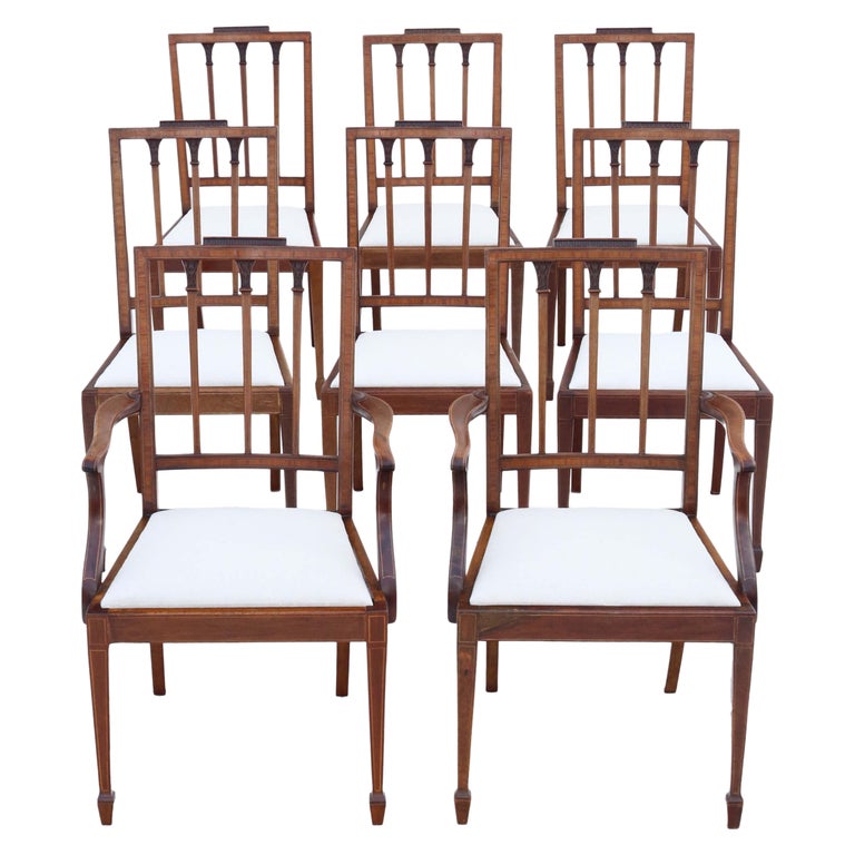 Ensemble de 8 chaises de salle à manger anciennes de qualité supérieure en  acajou de style néo-géorgien C1 '6 + 2' En vente sur 1stDibs