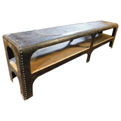 Vintage Industrial Bench in Iron and Wood, TV Stand, 20th Century Italy