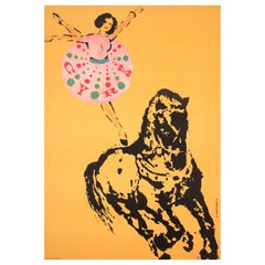 Affiche vintage originale d'un cirque polonais, Cyrk dansant à cheval, Wasilewski, 1966