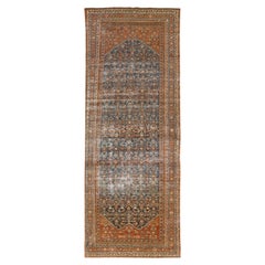 Rust Antique Persian Malayer Handmade Allover Pattern Wool Runner