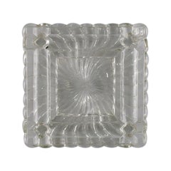 Quadratische Art-Déco-Schale / Schale aus klarem Kunstglas von Baccarat, Frankreich, 1930er / 40er Jahre