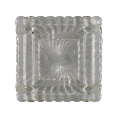 Baccarat, Francia, Cuenco / Plato Art Decó cuadrado en vidrio artístico transparente, años 30 / 40