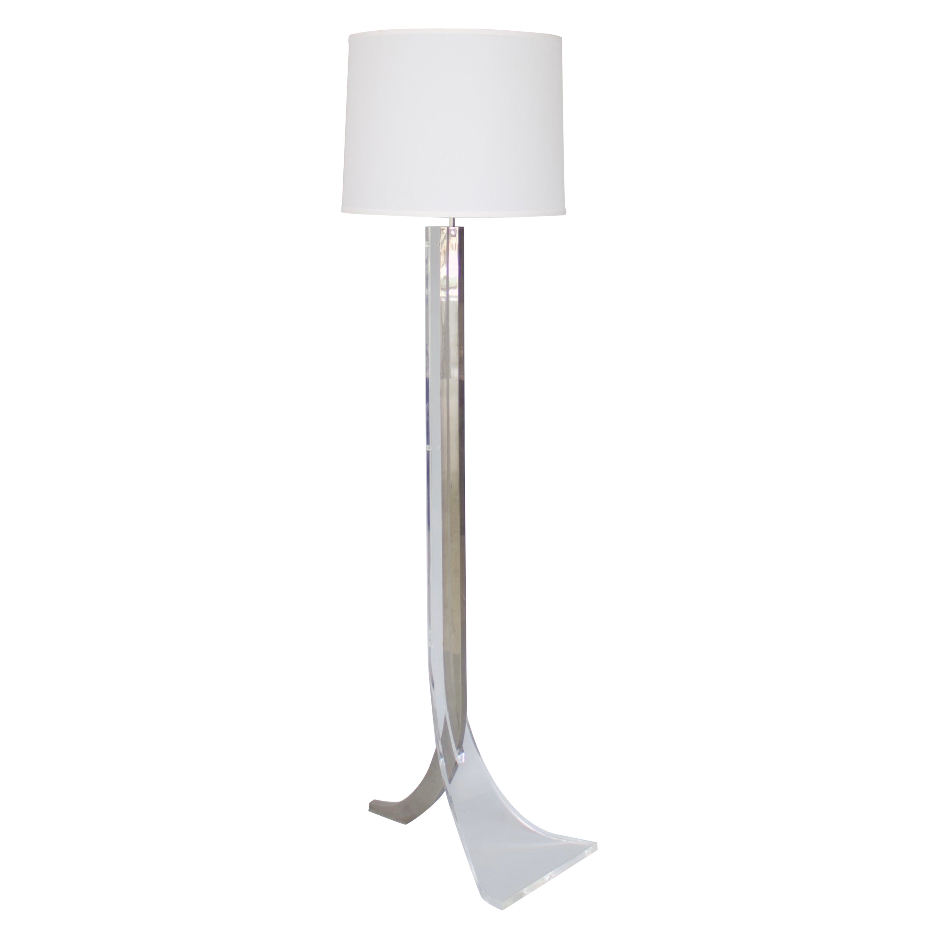 Philippe Jean French Lucite and Chromed Steel Floor Lamp Circa 1970