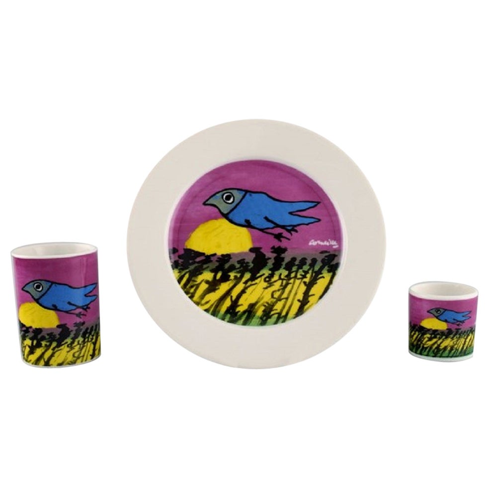 Corneille, Dutch Cobra Artist, Coffee Cup, Plate and Egg Cup For Sale