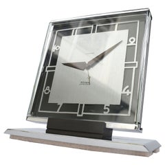 Art Deco Swiss Chrome Looping 8 Day Mantel Clock, 1930