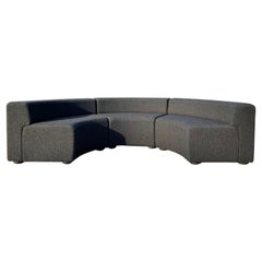 Knoll Curved Modular Sofa in Charcoal Wool Boucle