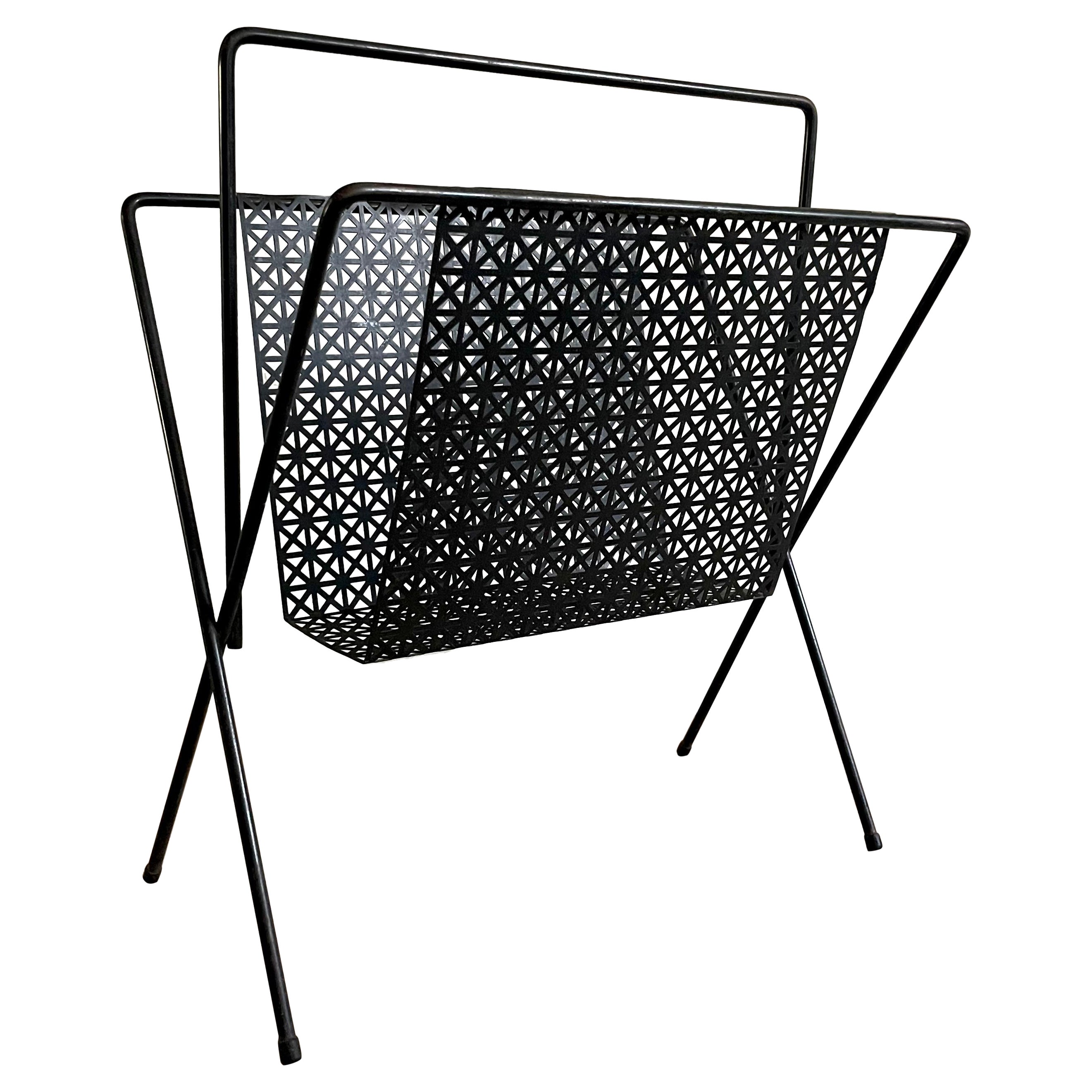 Black Iron Magazine Rack in the Style of Mathieu Matégot For Sale