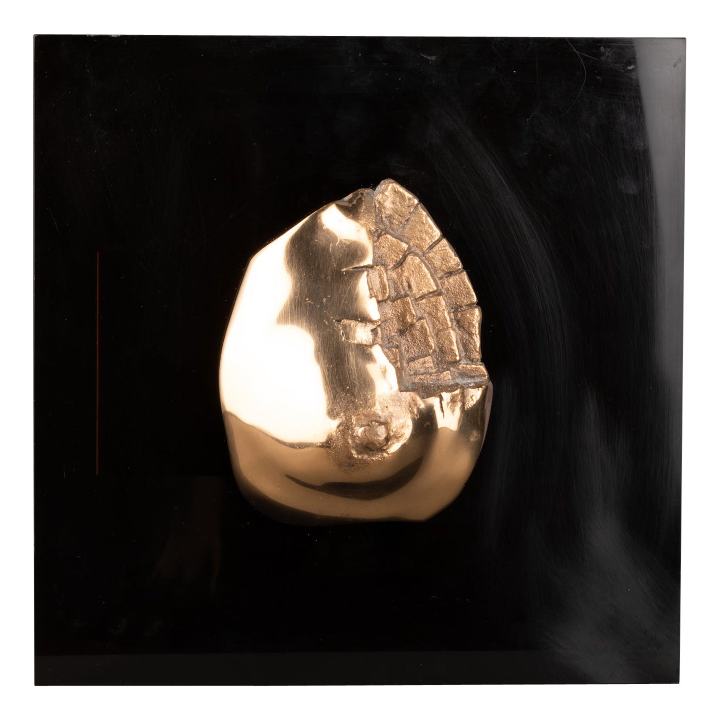 Michel Jaubert 'Xxème' - Applique "Sein" En Bronze Doré Et Plexiglass Noir - 70s