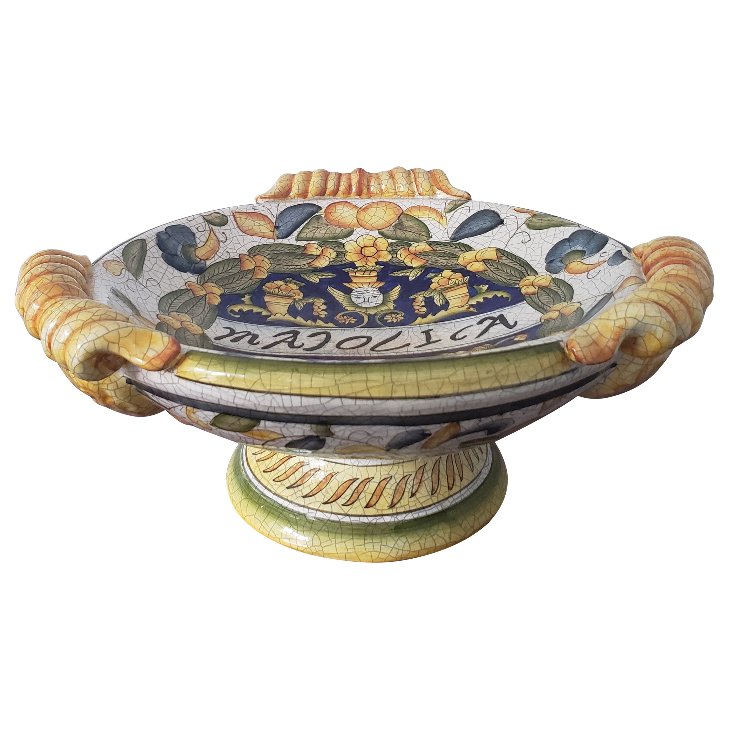 1950s Vintage Majolica Ceramics Centerpiece For Sale