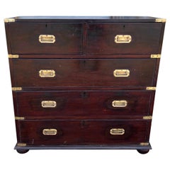 Antique 19th Century British Colonial Brass Bound Chest of Drawers