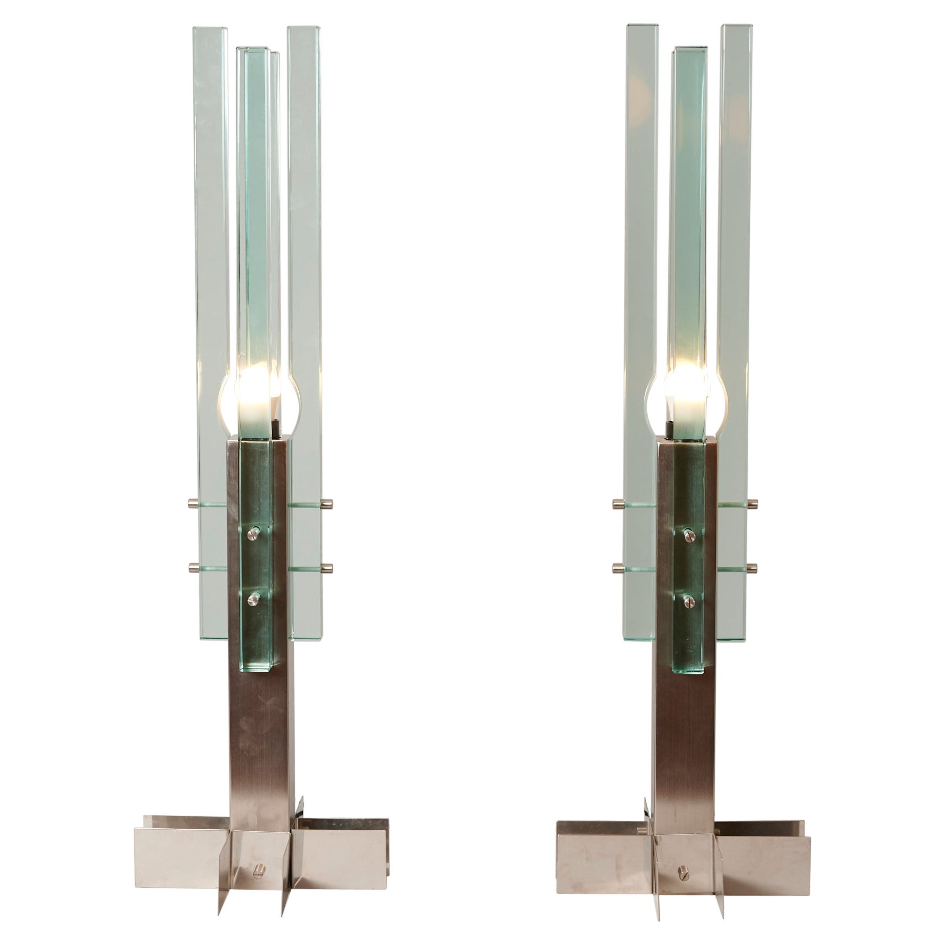Pair of Large Minimalist Gallotti and Radice Table Lights, Italy c1965 For Sale