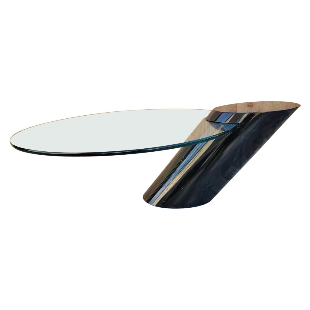 Modern Karl Springer Style Cantilevered Glass Cocktail Table For Sale