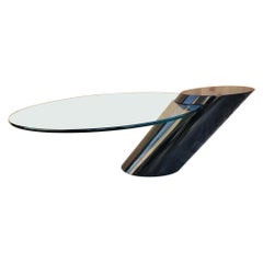 Retro Modern Karl Springer Style Cantilevered Glass Cocktail Table