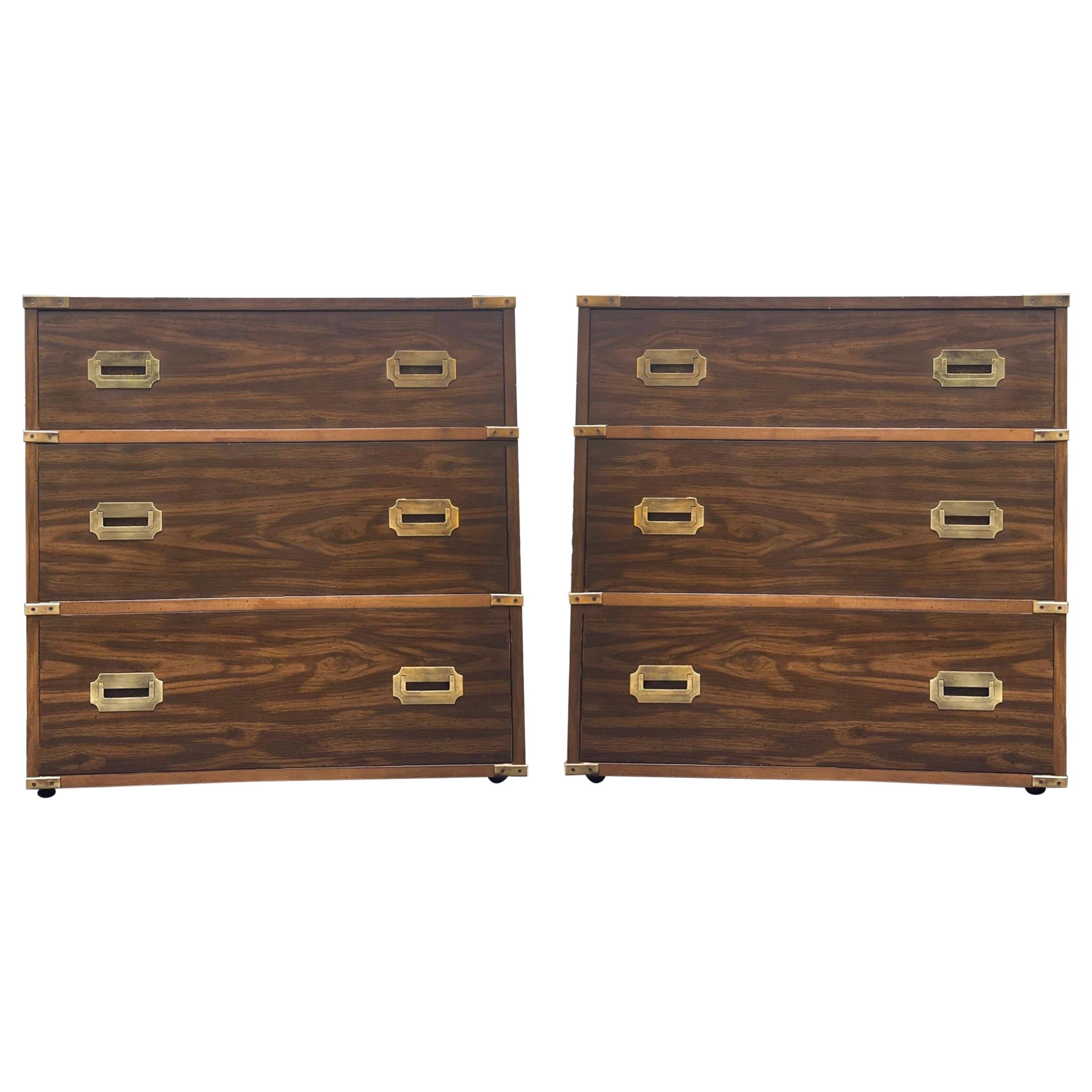 1970s Campaign Style Chests with Oak Finish Attributed to Henredon