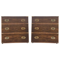 1970s Campaign Style Chests with Oak Finish Attributed to Henredon