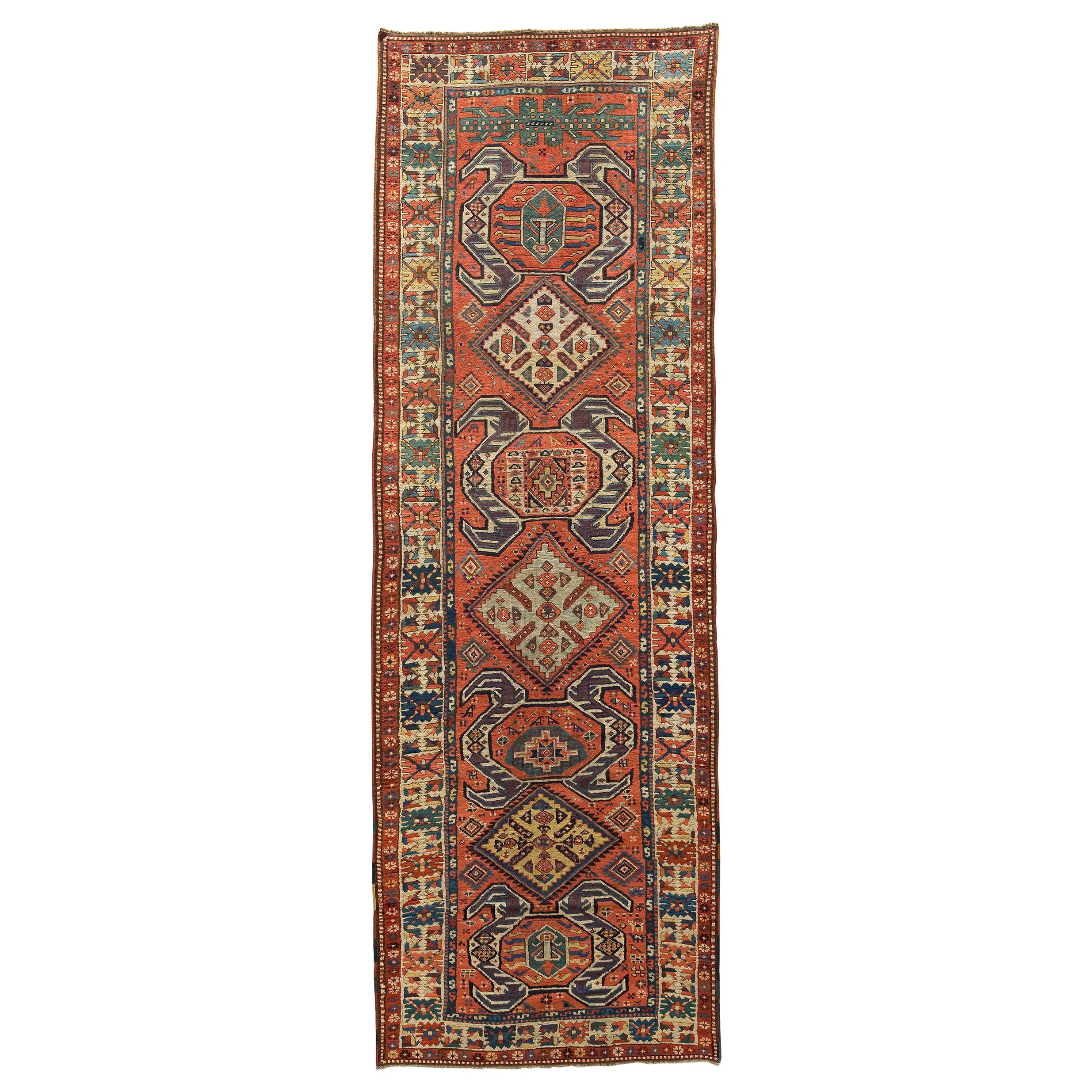 Antique Caucasian Lenkoran Runner