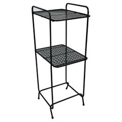 1960s Black Metal Mesh Side Table