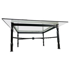 Iron Base and Glass Top Square Coffee Table