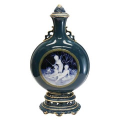 Minton Porcelain Pate-Sur-Pate Lidded Bottle Flask Vase Lawrence Birks, 1881
