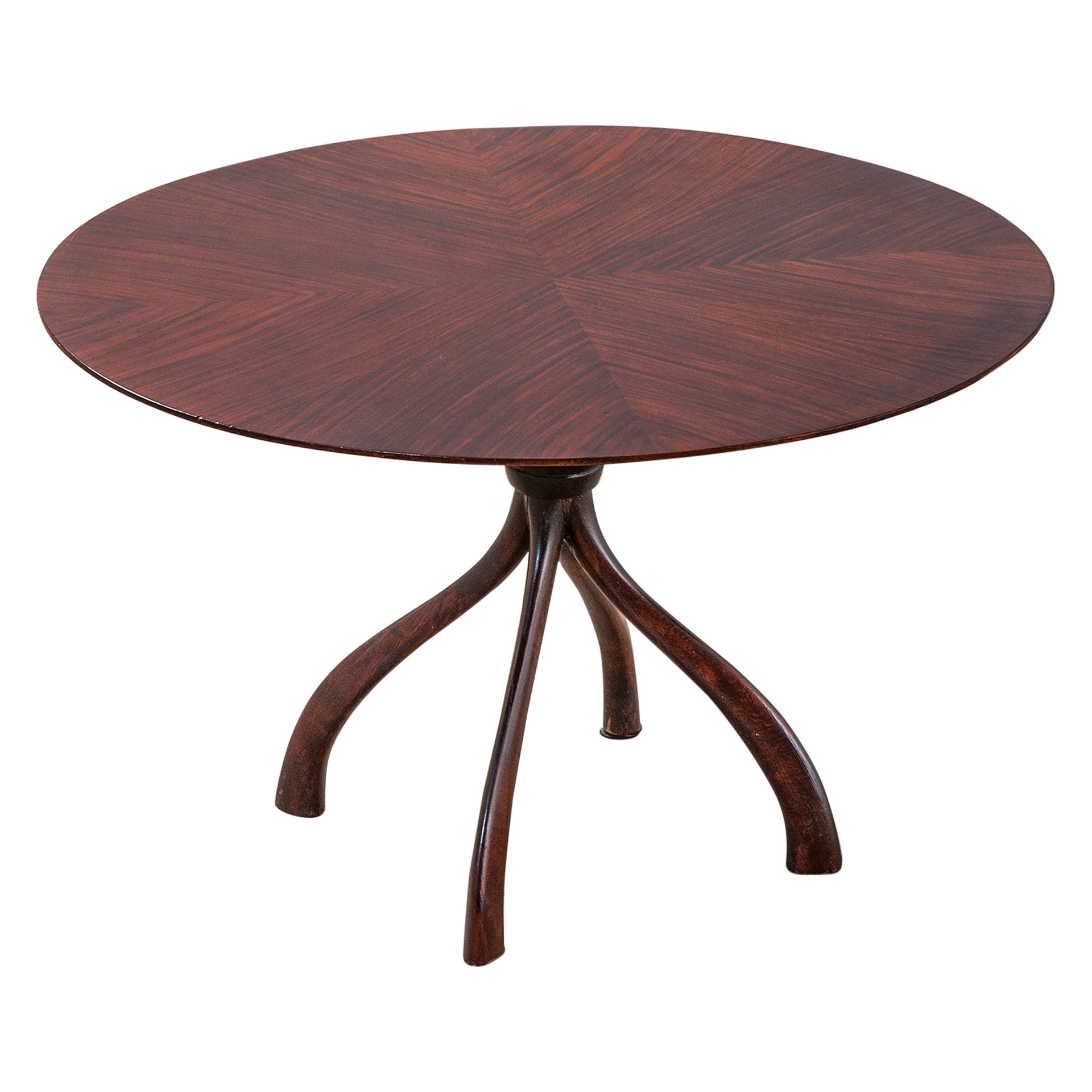 20th Century Cesare Lacca Wooden Coffee Table with Sculptured Structure '50s For Sale