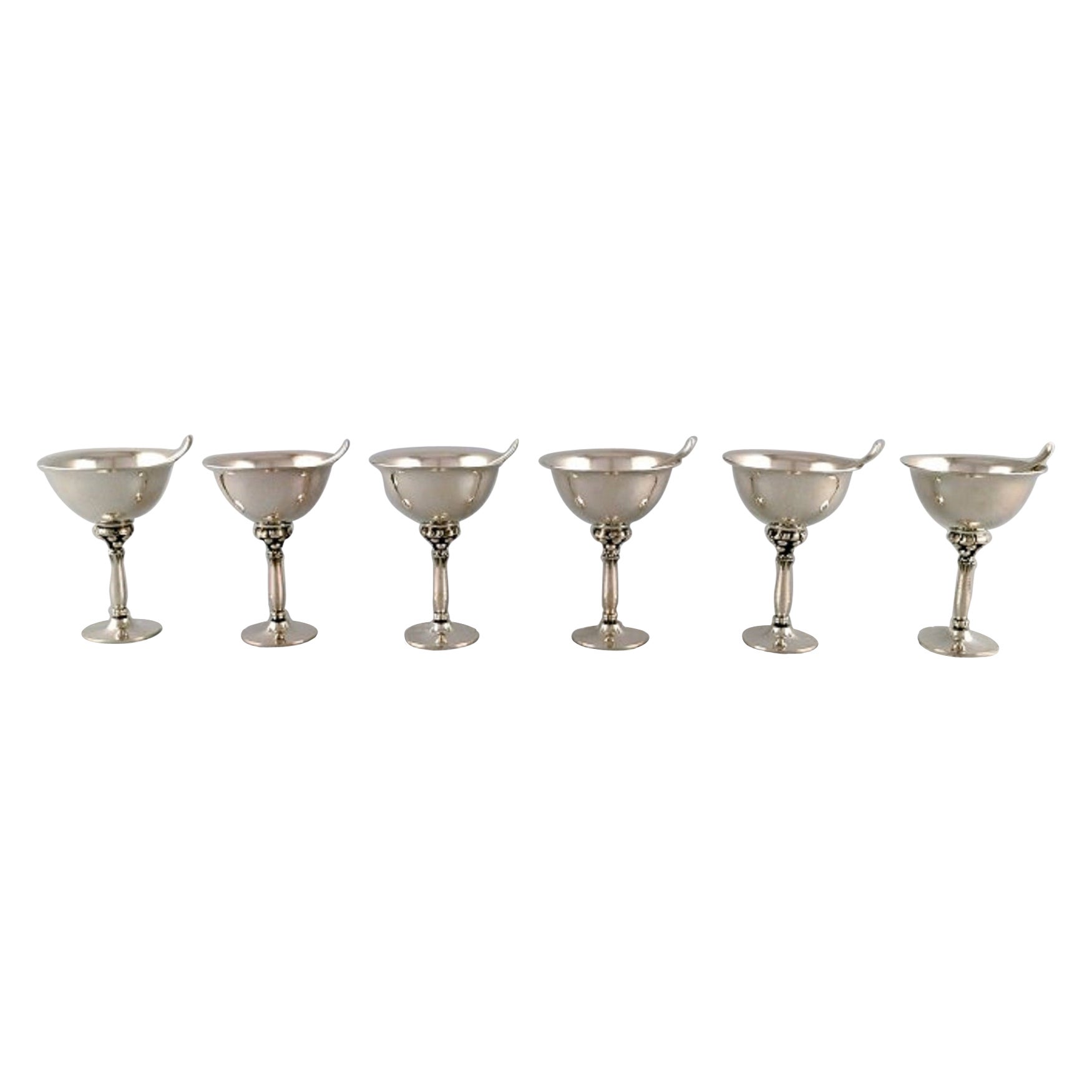 Harald Nielsen for Georg Jensen, a Set of Six Cocktail Glasses & Cocktail Picks For Sale