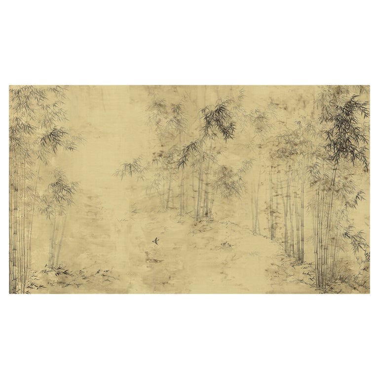 Bamboo Forest Antiqued Wallpaper Mural For Sale at 1stDibs