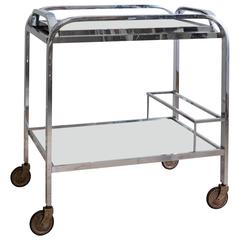 French 1950s Chrome and Mirror Bar Cart