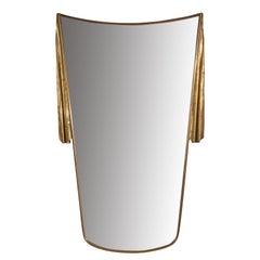 Italian Designer, Wall Mirror, Brass, Mirror Glass, Italy, C. 1940s