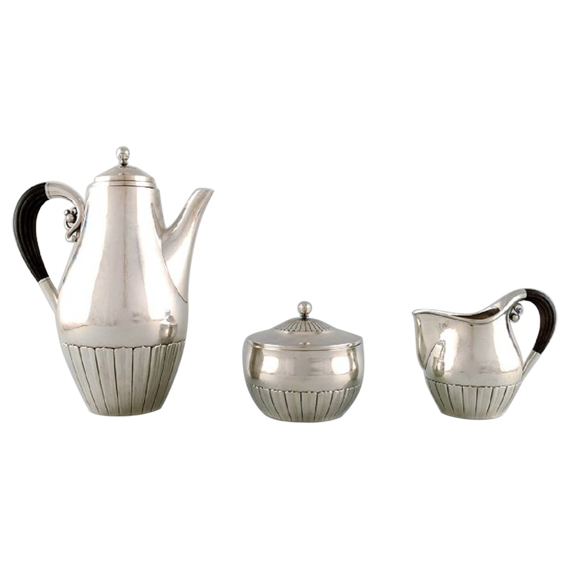 Johan Rohde for Georg Jensen, "Kosmos" Coffee Set in Sterling Silver For Sale